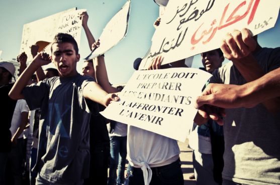 صور من احتجاجات التلاميذ، المصدر:  حسن الوزاني